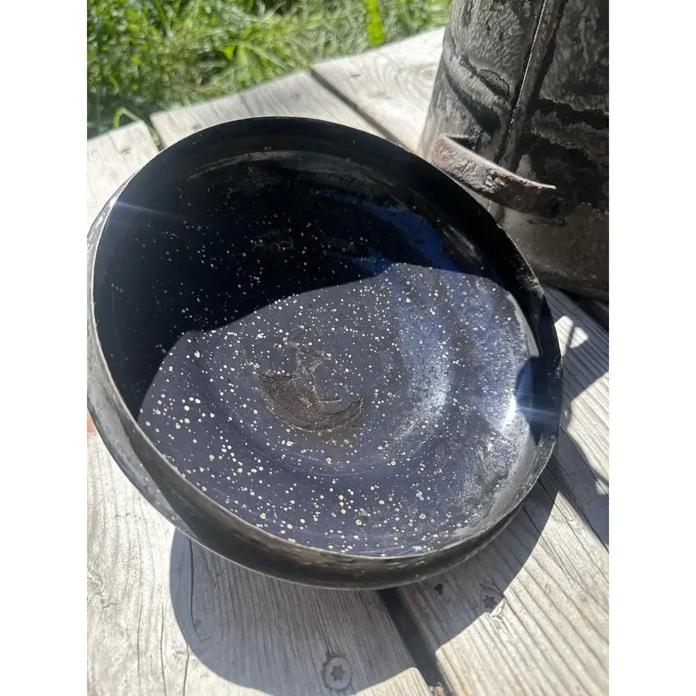 Vintage Blue Speckled Graniteware Campfire Large Cowboy Enamelware Coffee Pot